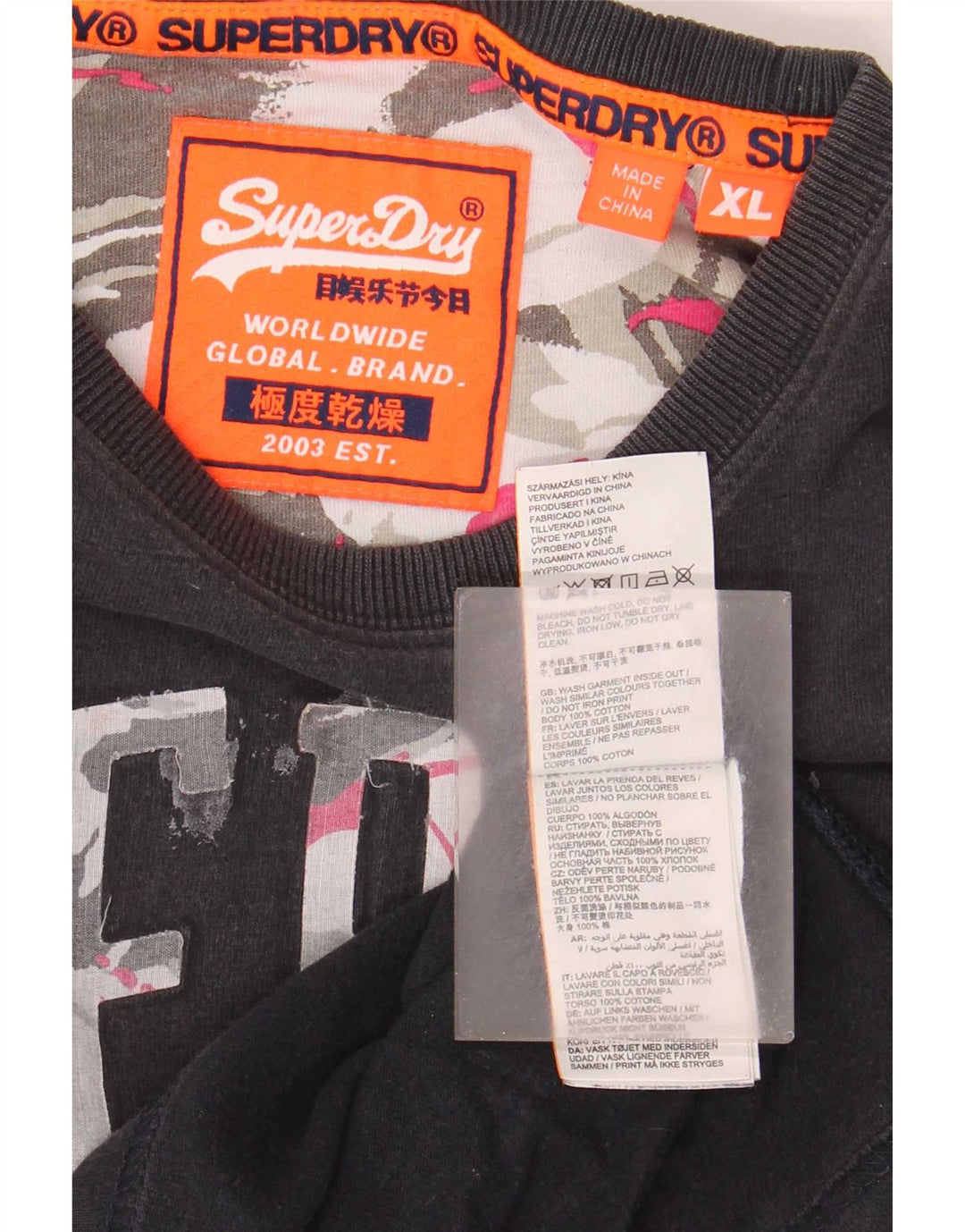 T-shirt grafica da uomo Superdry Top XL in cotone nero