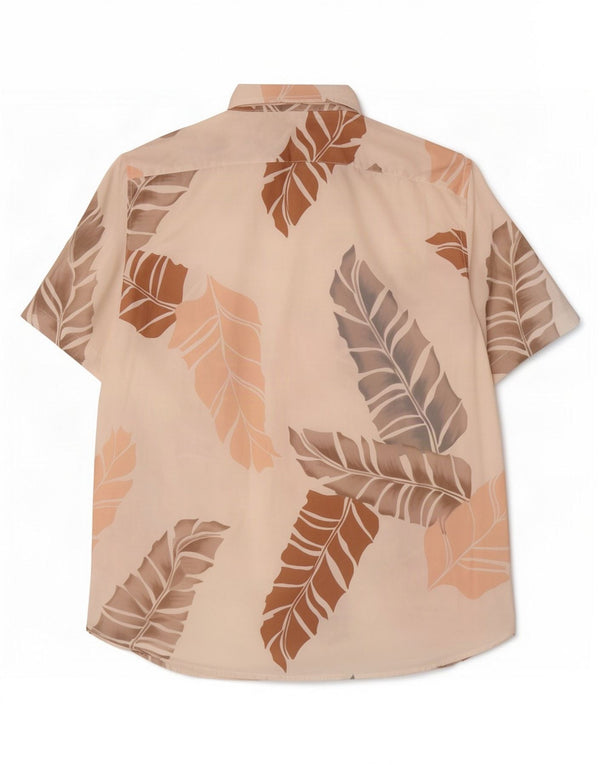 Camicia a maniche corte hawaiana da uomo Benetton 3XL in cotone floreale bianco sporco