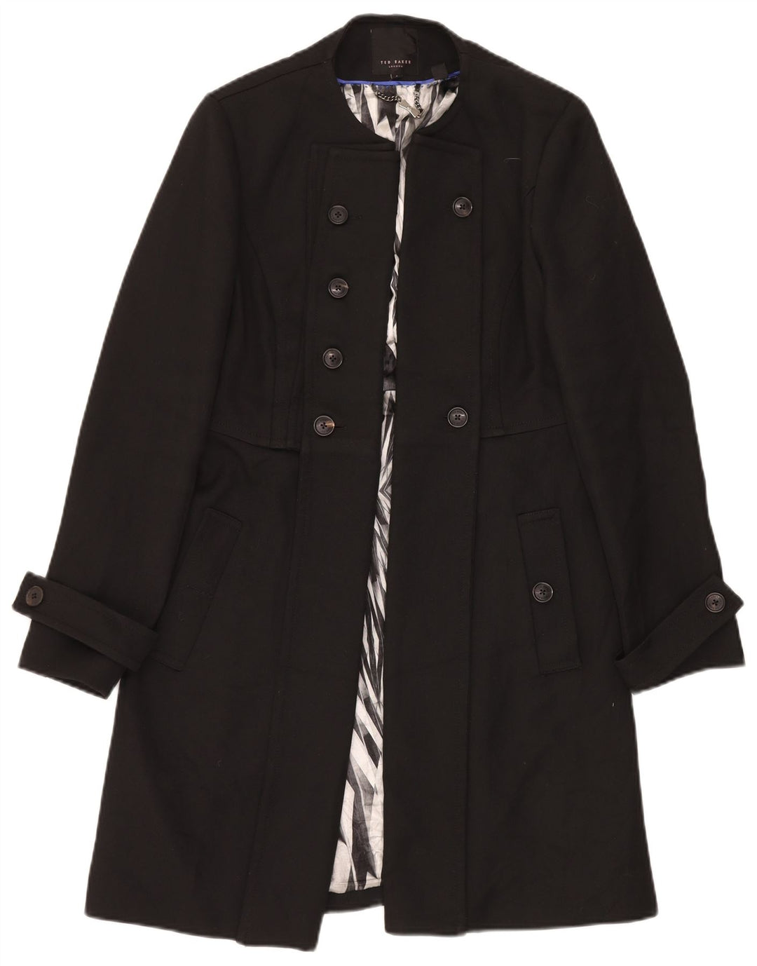 Cappotto aperto da donna Ted Baker taglia 4 grande poliestere nero