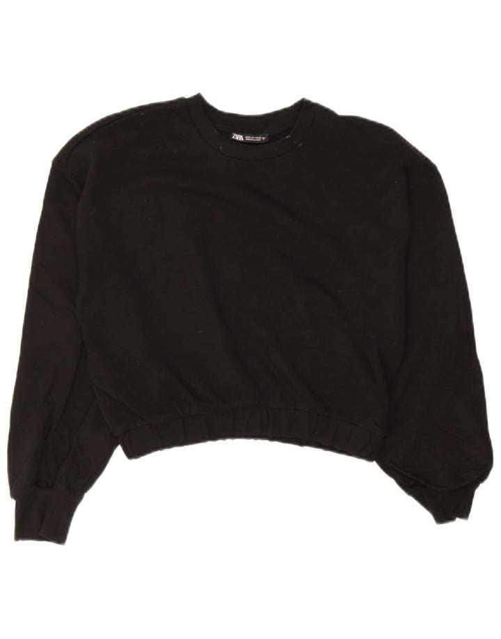 Felpa corta da donna Zara UK 14 cotone nero medio