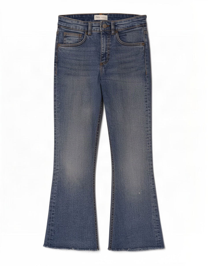 Jeans svasati da donna Zara EU 38 Small W26 L26 cotone blu