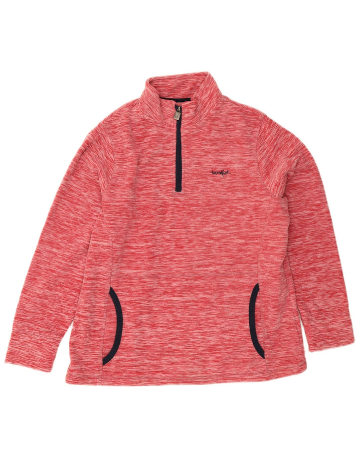 Felpa da donna con collo con zip Weird Fish, maglione UK 16, grande rosso chiazzato