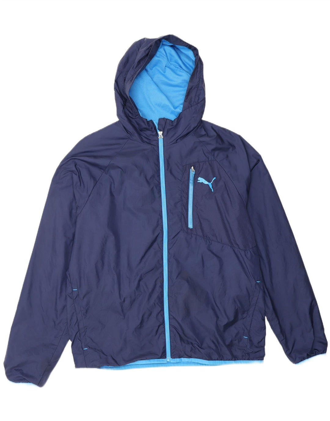 PUMA Mens Hooded Rain Jacket UK 42 XL Blue Nylon