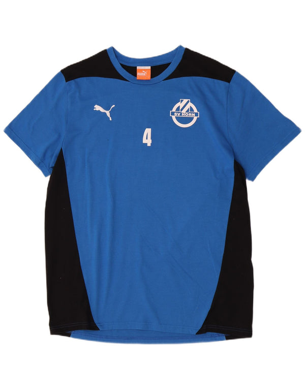 Puma T-shirt grafica da uomo Top Large Blu Colourblock in poliestere sportivo