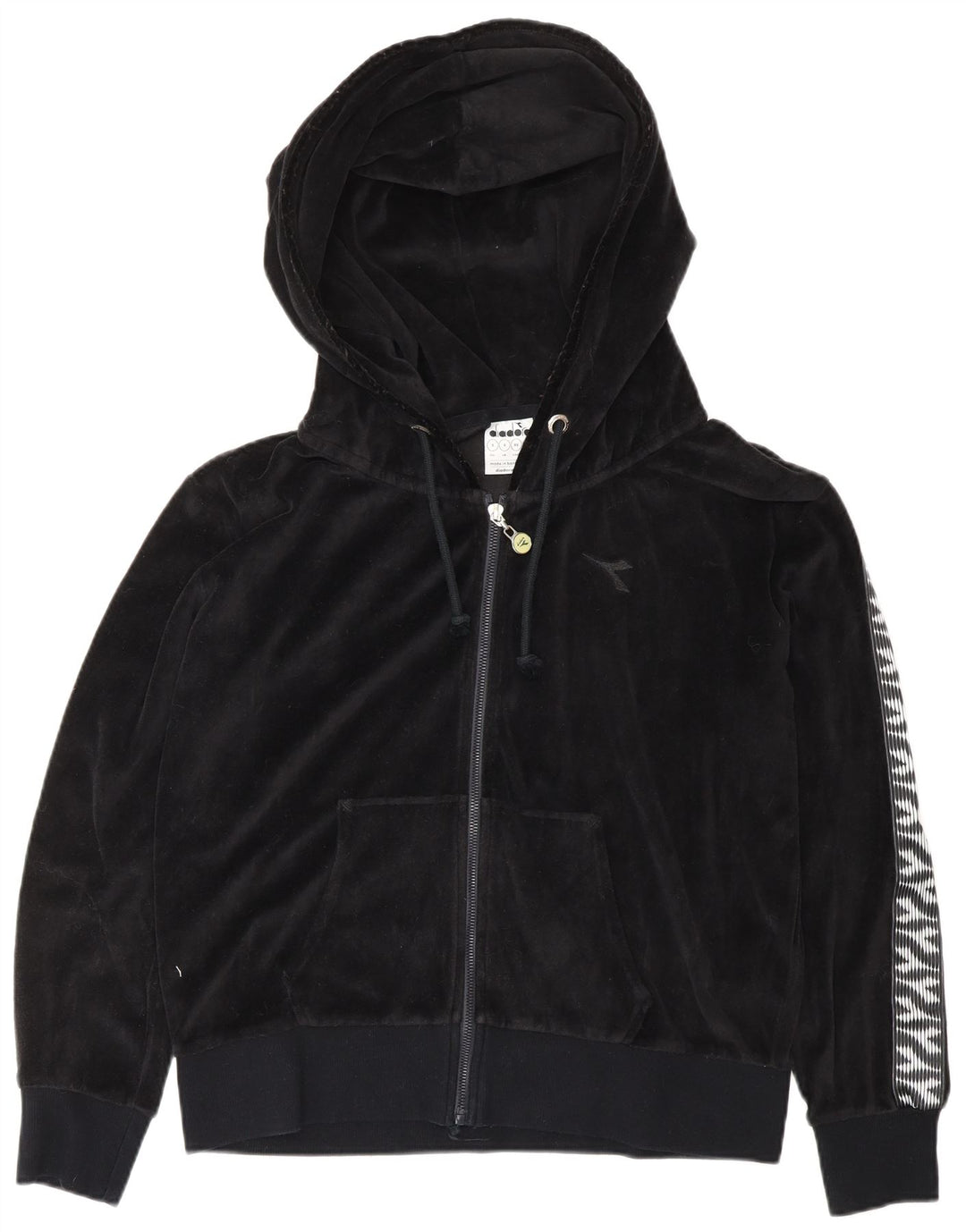 DIADORA Tuta intera oversize da donna in velluto UK 10 Small Nera