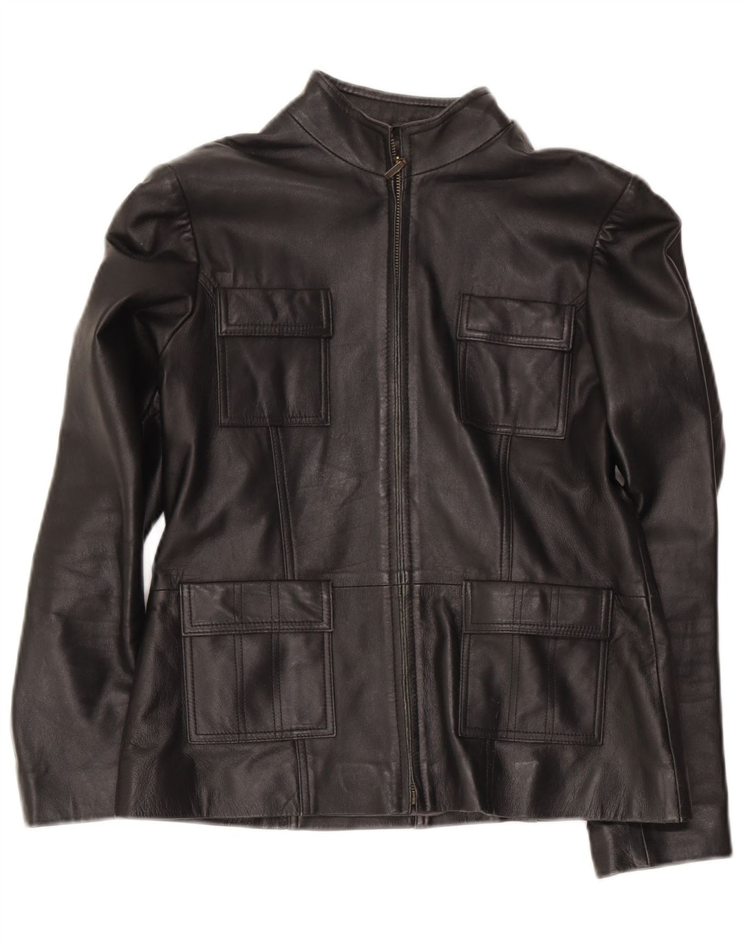 Giacca in pelle militare da donna Helium UK 14 media nera