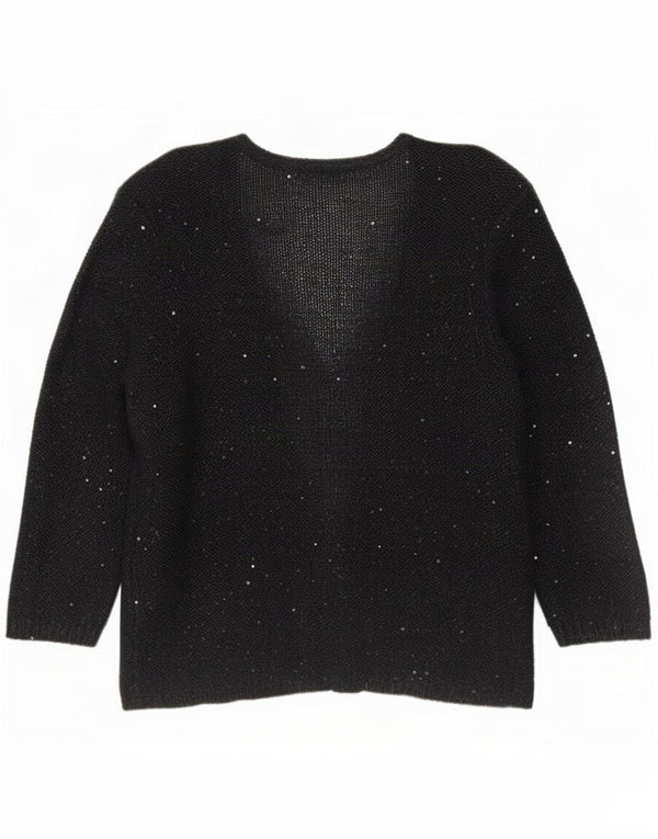 Maglione cardigan da donna Marks & Spencer UK 14 Grande poliestere screziato nero