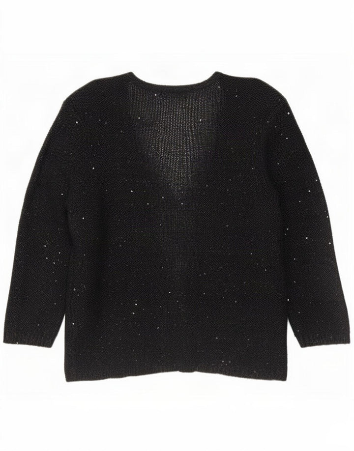 Maglione cardigan da donna Marks & Spencer UK 14 Grande poliestere screziato nero