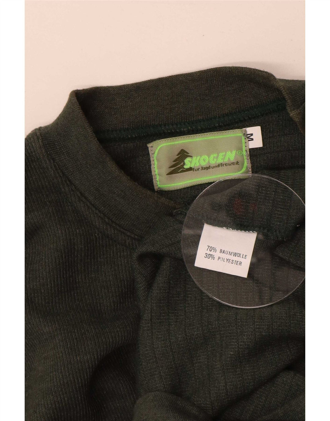 Maglione vintage da uomo girocollo in cotone verde medio