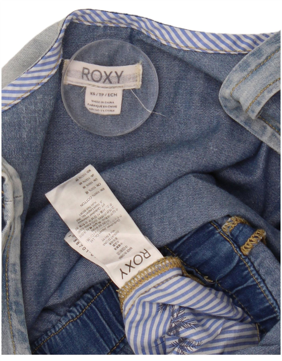 Tuta corta in denim da donna Roxy UK 6 XS blu cotone