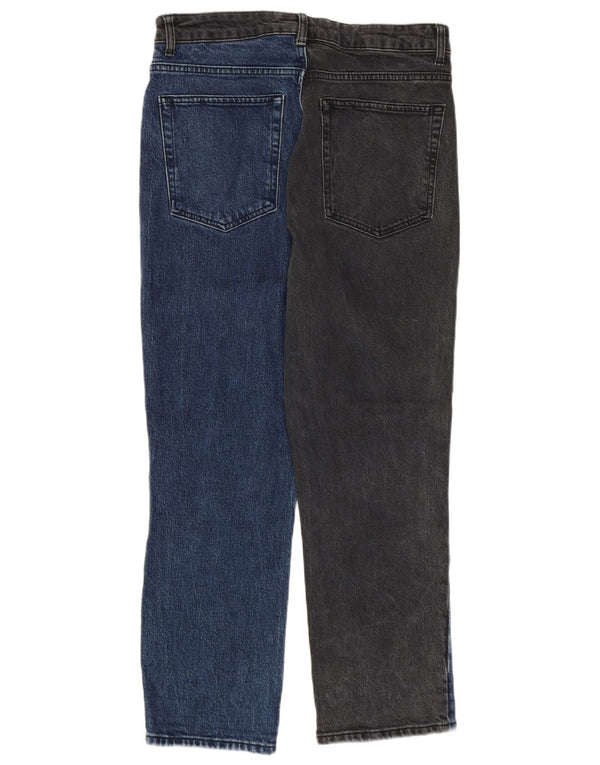 Topshop Womens Crop Straight Jeans W32 L26 Blue Colourblock