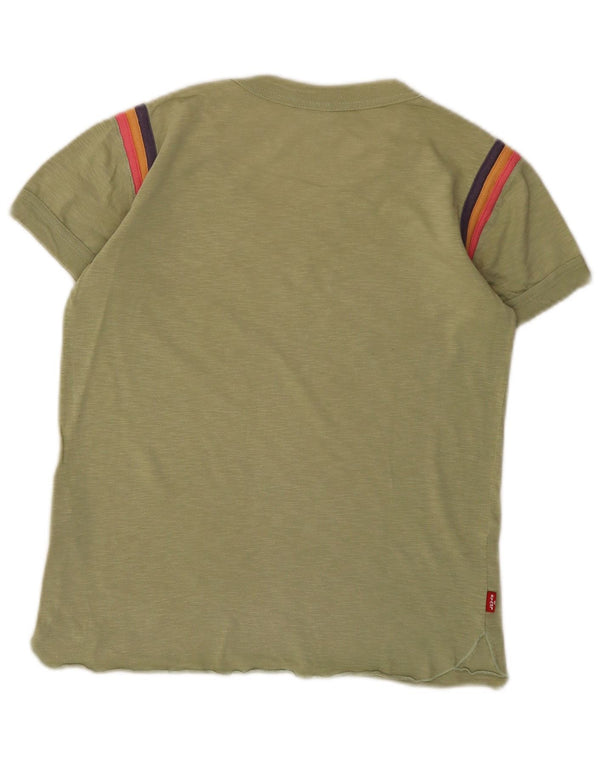 T-shirt grafica da donna Levi's Top UK 10 piccola in cotone kaki