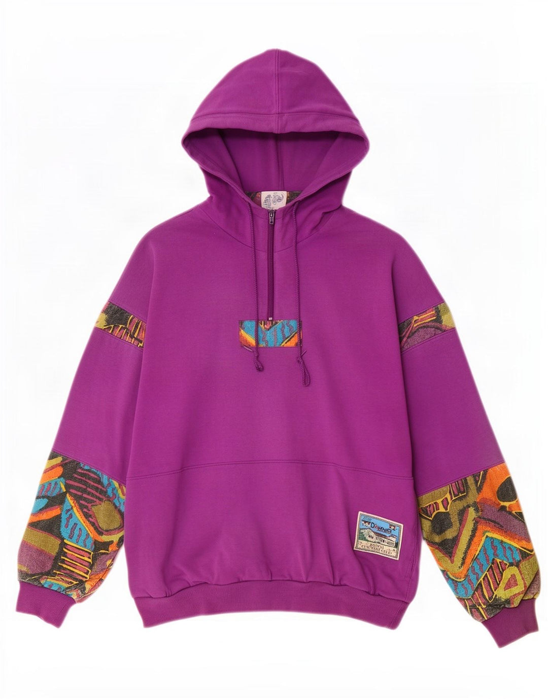 Etirel Maglione da uomo con cappuccio con zip e motivo astratto in cotone viola medio
