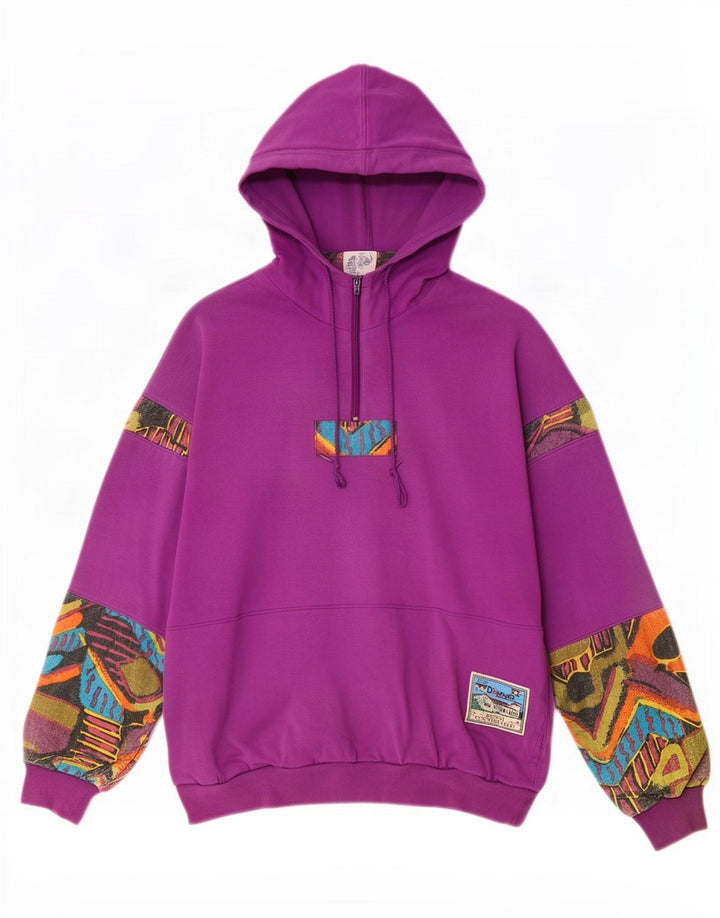 Etirel Maglione da uomo con cappuccio con zip e motivo astratto in cotone viola medio