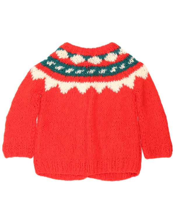 Maglione cardigan vintage per ragazze 13-14 anni Rosso Fair Isle
