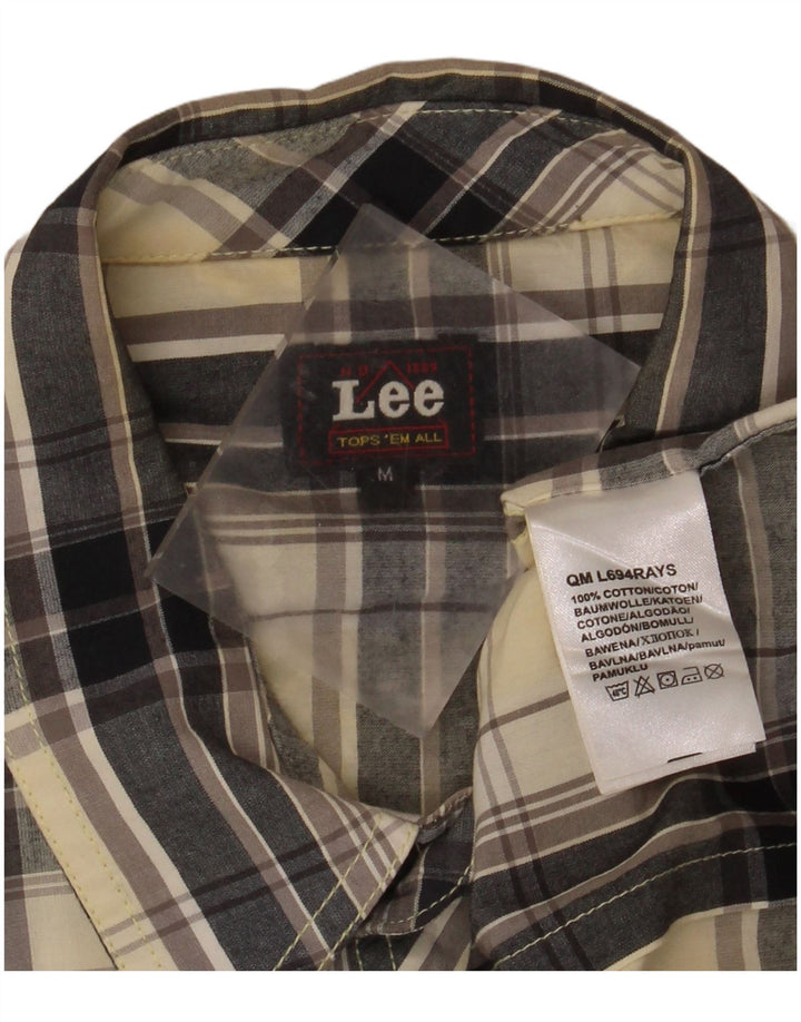 Camicia militare a maniche corte da uomo Lee in cotone scozzese beige medio