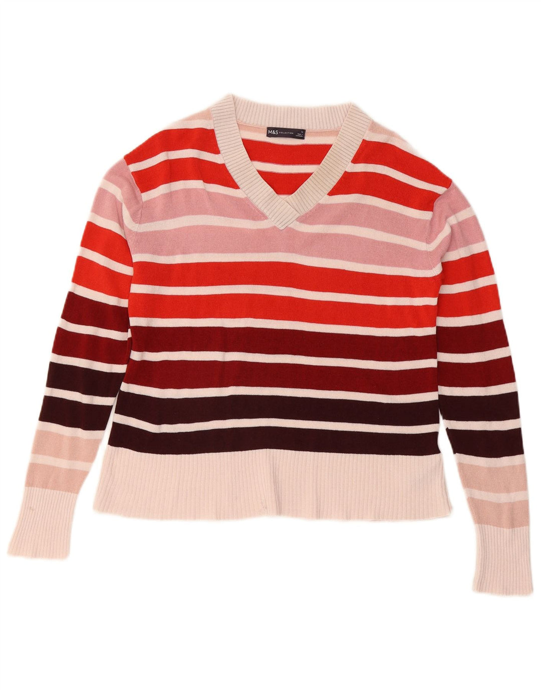 Maglione maglione con scollo a V da donna Marks & Spencer UK 12 medio multicolore