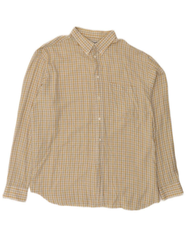 Cacharel Camicia da uomo in flanella a quadri gialli grandi