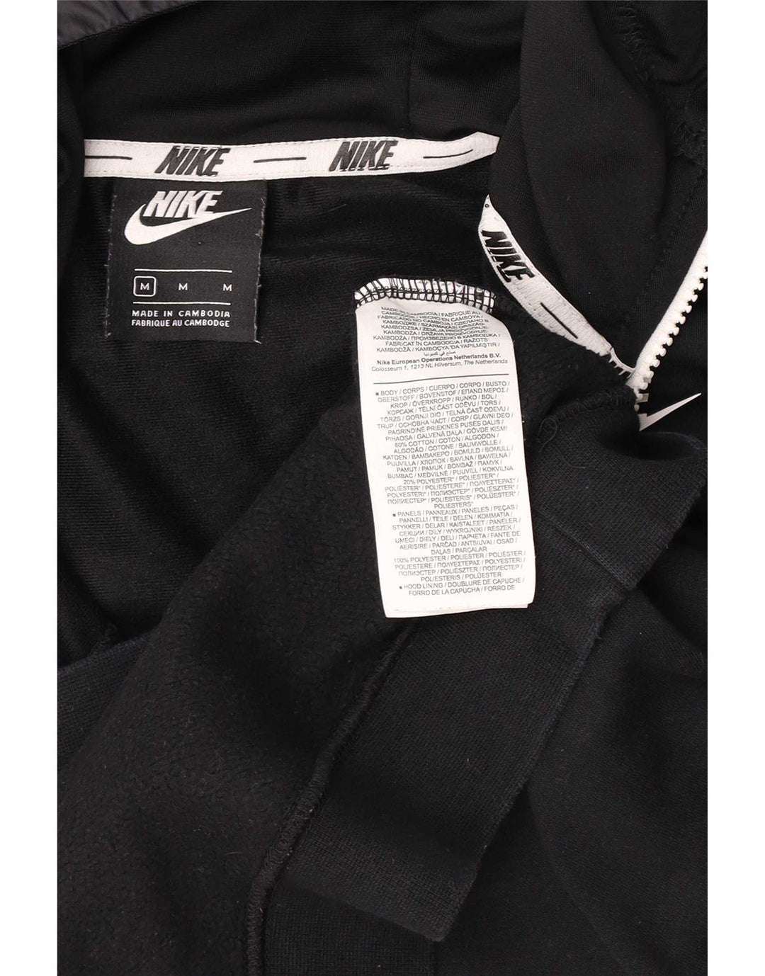 Felpa con cappuccio e collo con zip Nike da uomo in cotone nero medio