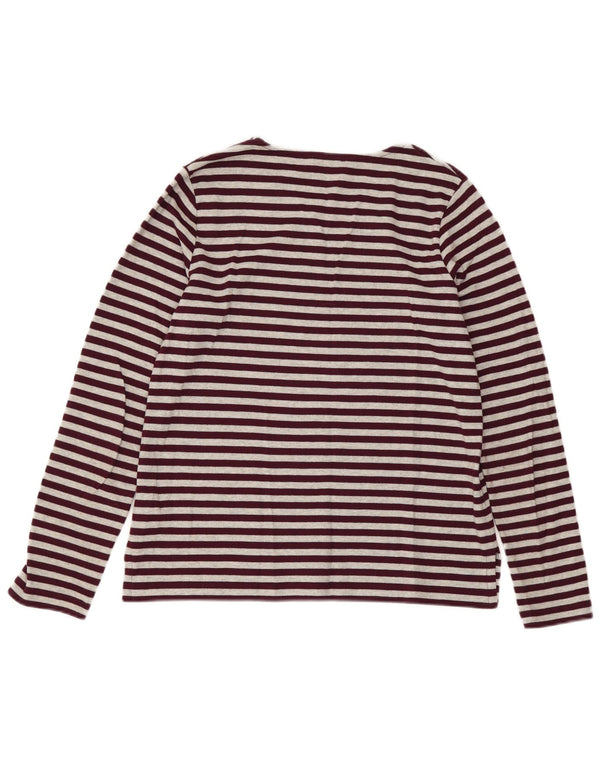 Top da donna HOBBS a maniche lunghe UK 10 piccolo in cotone a righe bordeaux