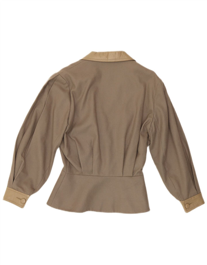 Giacca blazer doppiopetto da donna Harrods UK 14 lana marrone medio