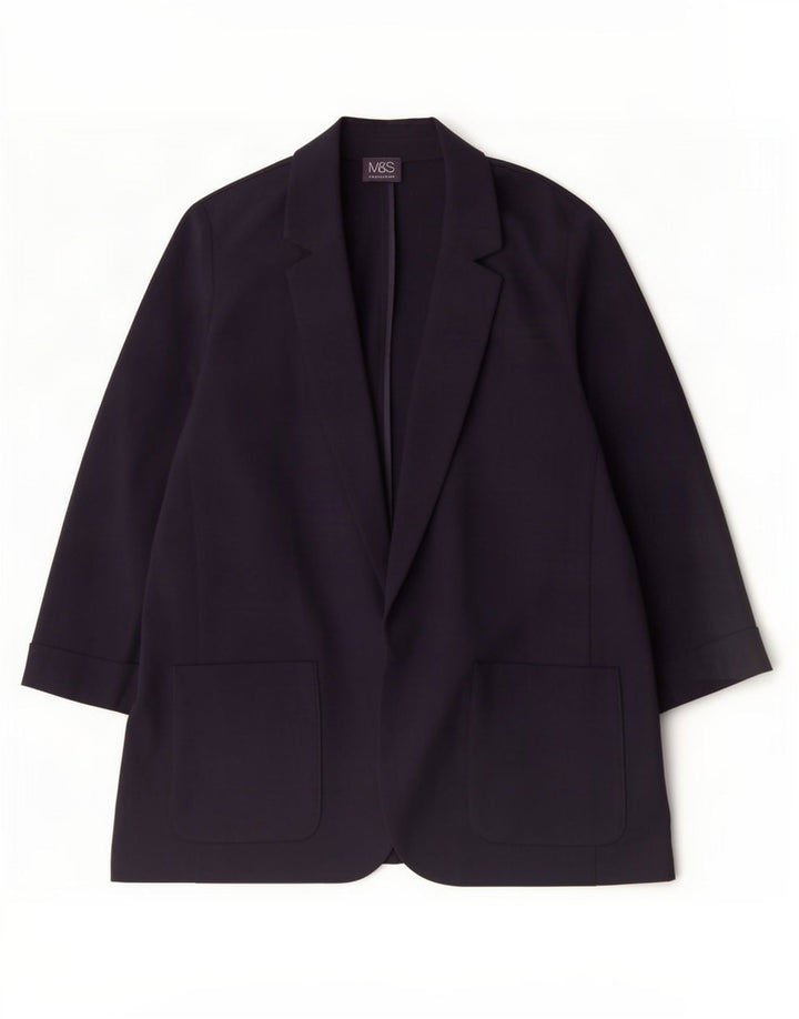 Giacca blazer aperta con maniche a 3/4 Marks & Spencer da donna UK 16 grande blu navy