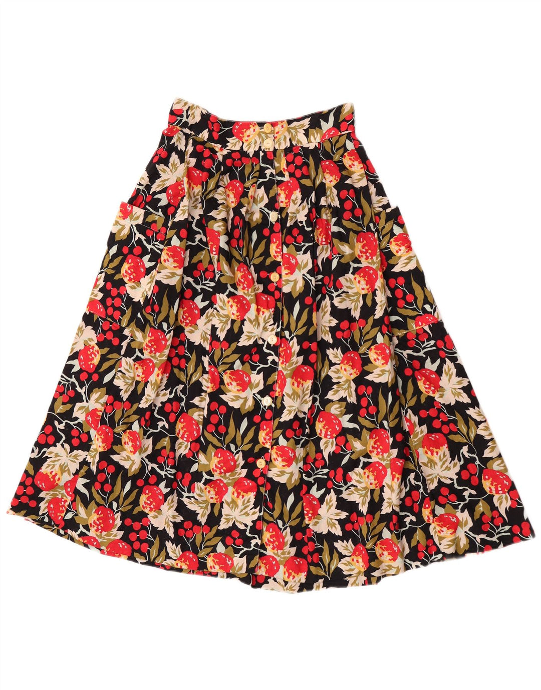 Gonna a trapezio a vita alta da donna vintage IT 42 media W27 multicolore