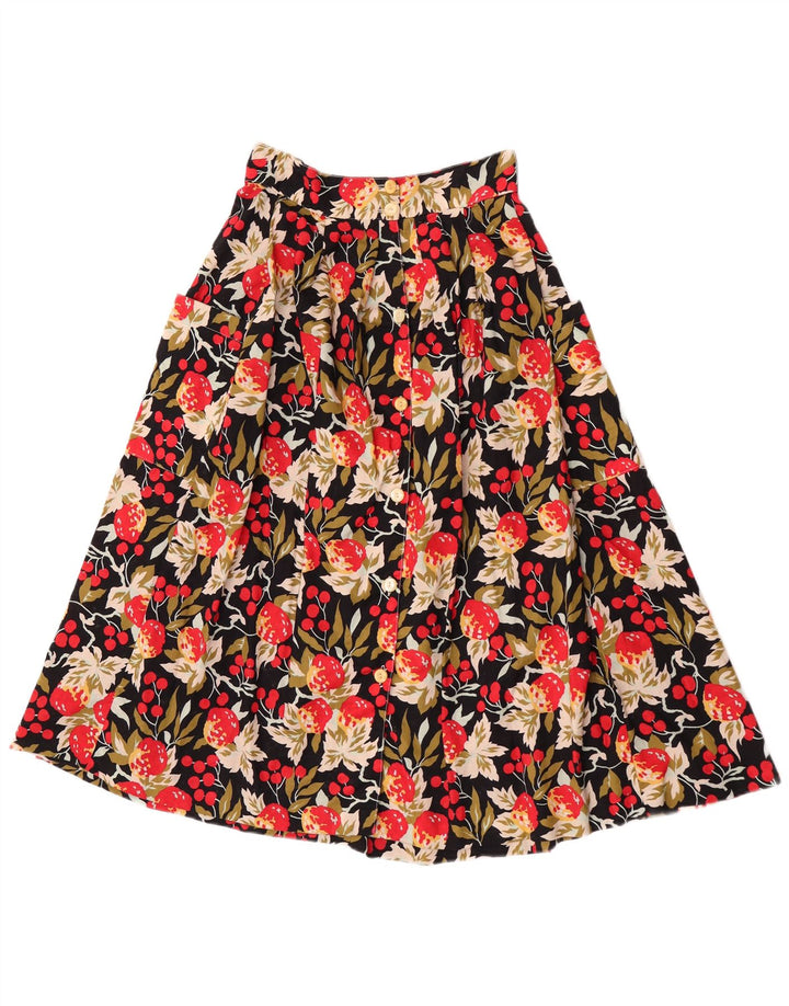 Gonna a trapezio a vita alta da donna vintage IT 42 media W27 multicolore