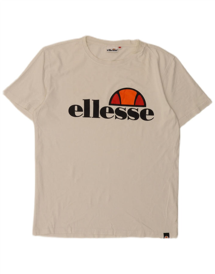 T-shirt grafica da uomo Ellesse Top grande in cotone bianco sporco