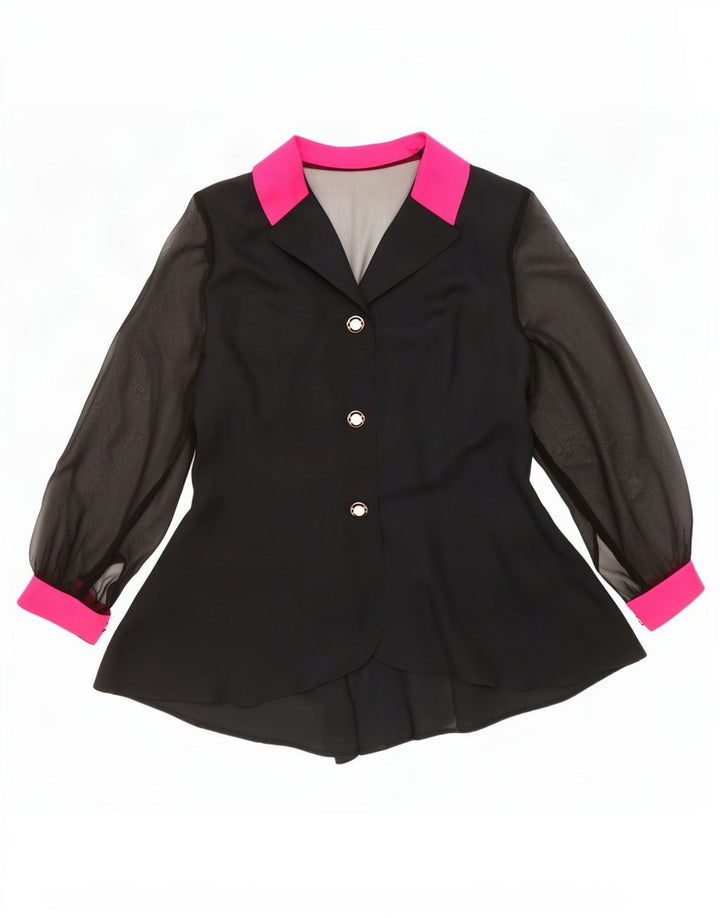 Camicetta trasparente da donna vintage IT 44 poliestere nero medio