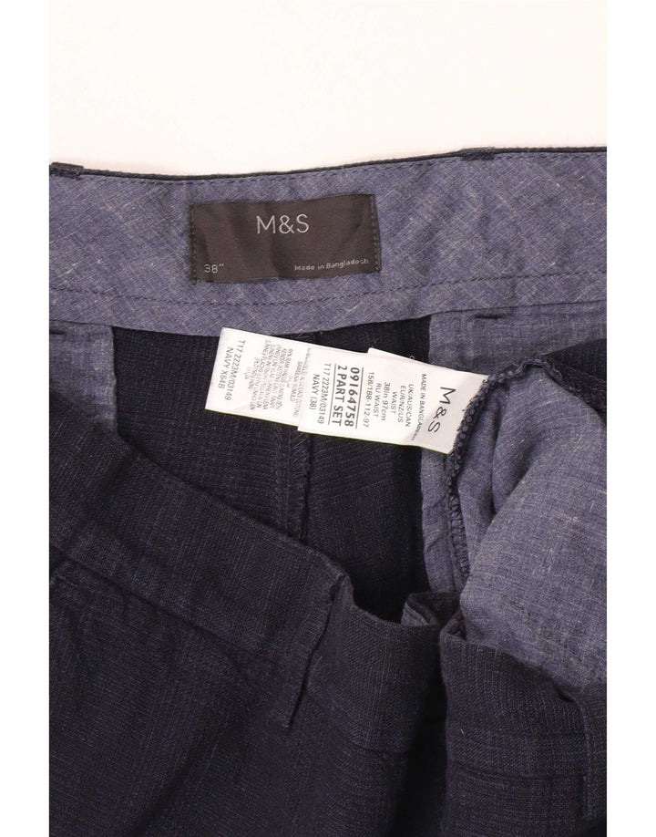 Pantaloncini chino da uomo Marks & Spencer W38 XL cotone blu navy