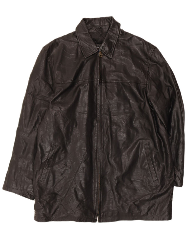 Cappotto in pelle da uomo VINTAGE UK 44 2XL Nero