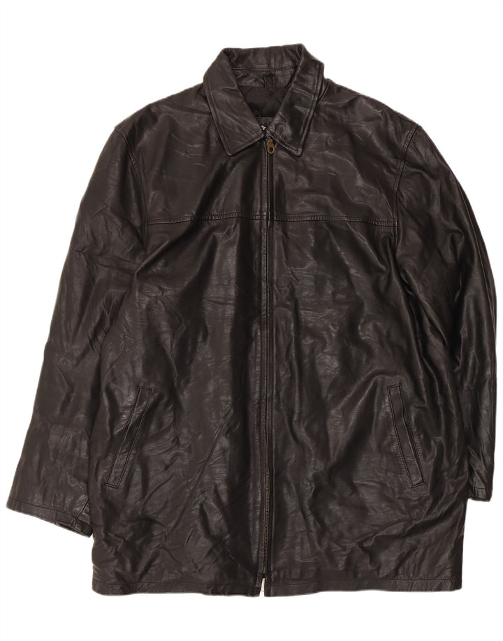Cappotto in pelle da uomo VINTAGE UK 44 2XL Nero