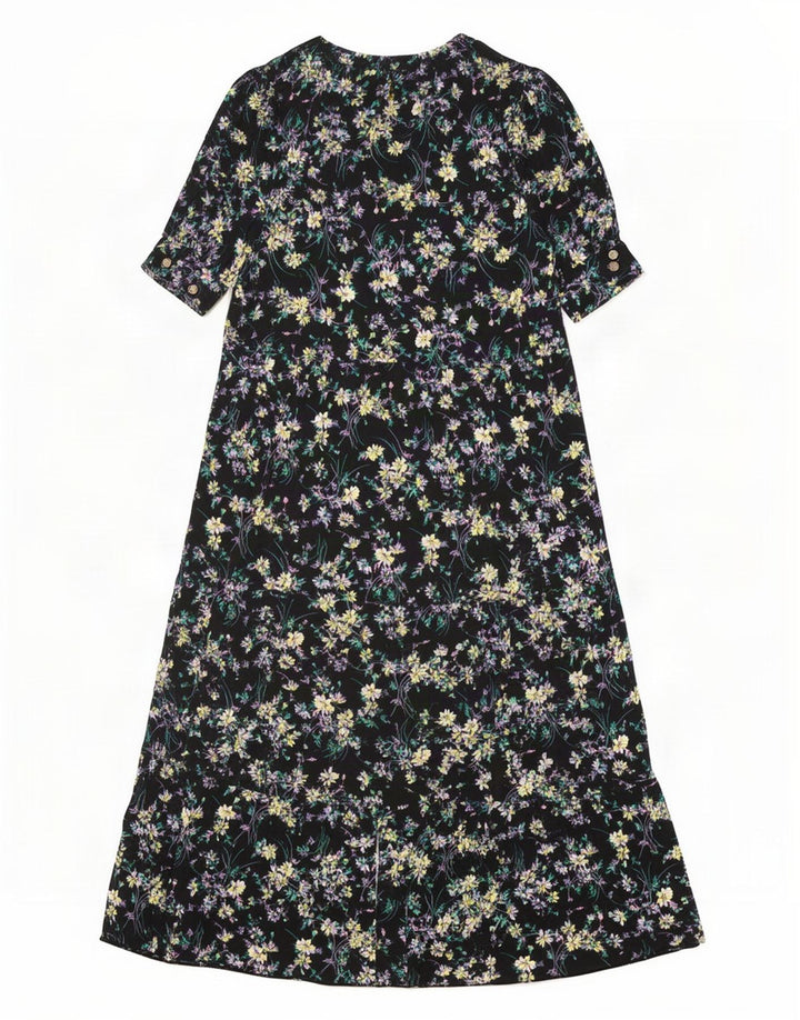 Abito lungo da donna Marks & Spencer UK 12 Viscosa floreale nera media