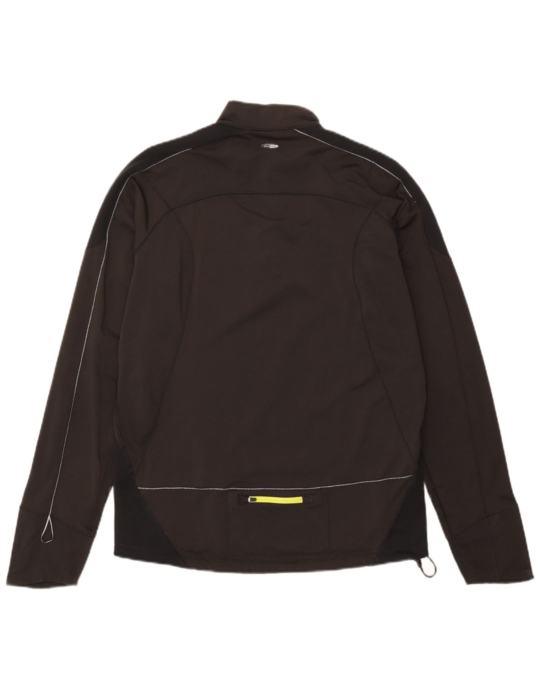 Asics Uomo Zip Neck Pullover Tuta Top Large Nero Colourblock