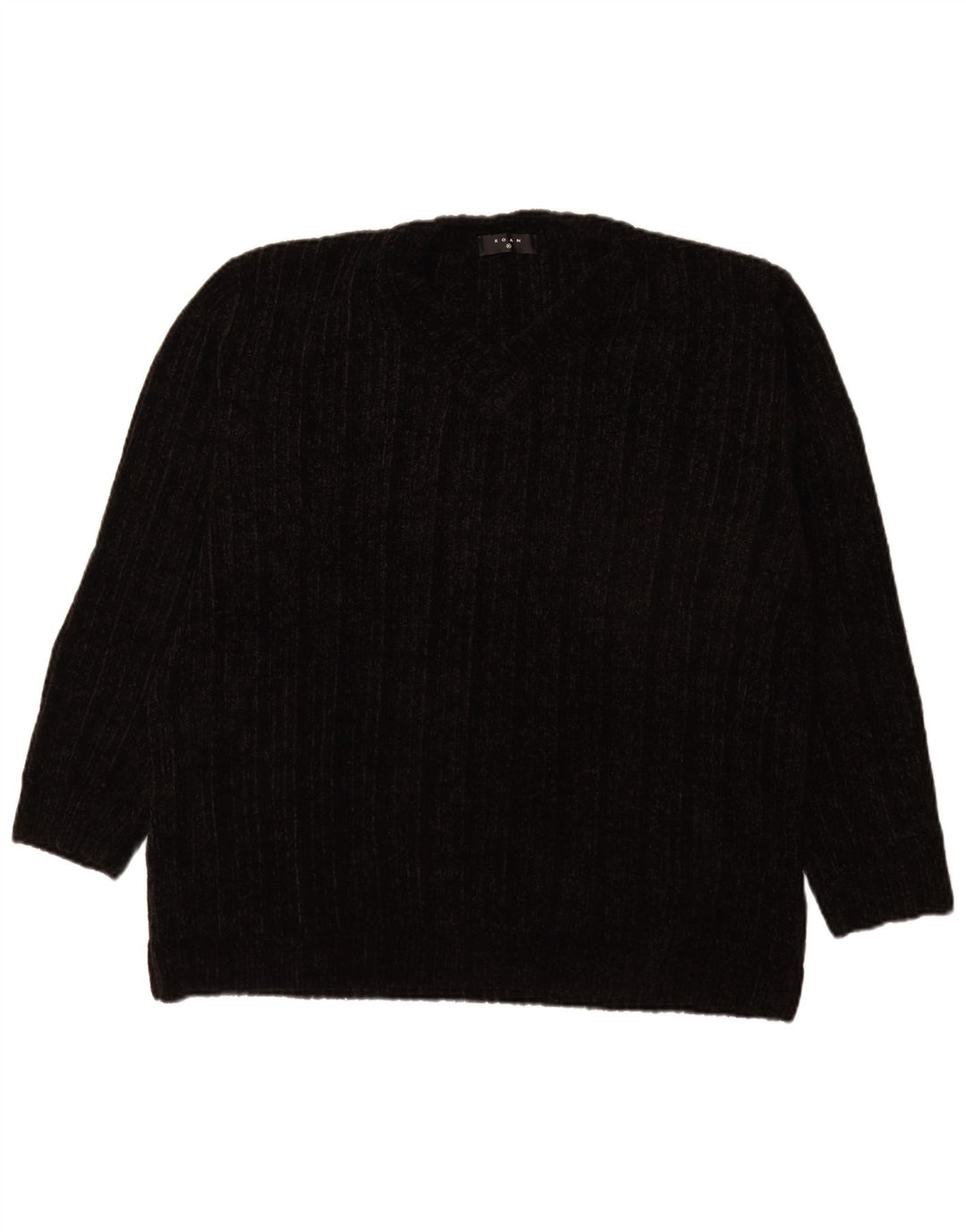 Maglione vintage da uomo con scollo a V XL in acrilico nero