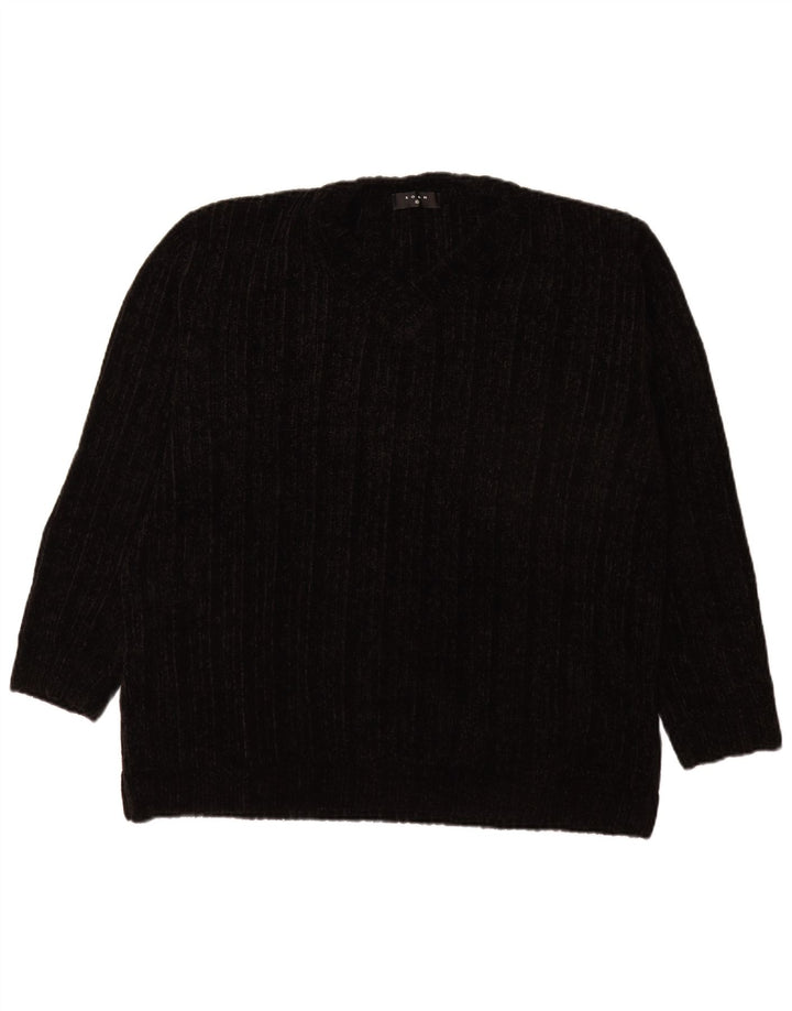 Maglione vintage da uomo con scollo a V XL in acrilico nero