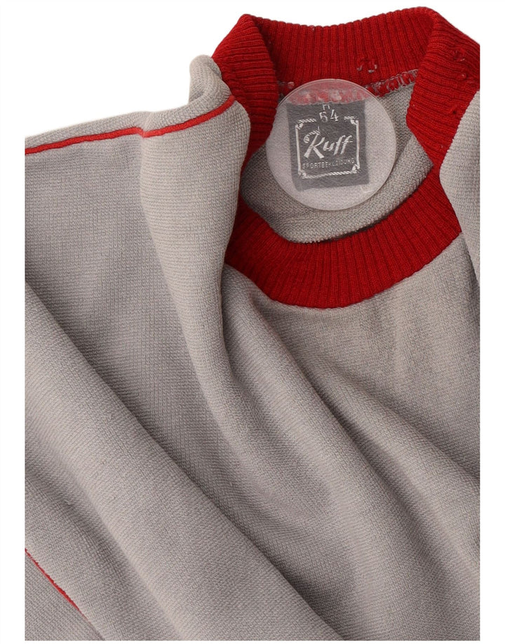 Felpa da uomo vintage maglione IT 54 XL grigio color block
