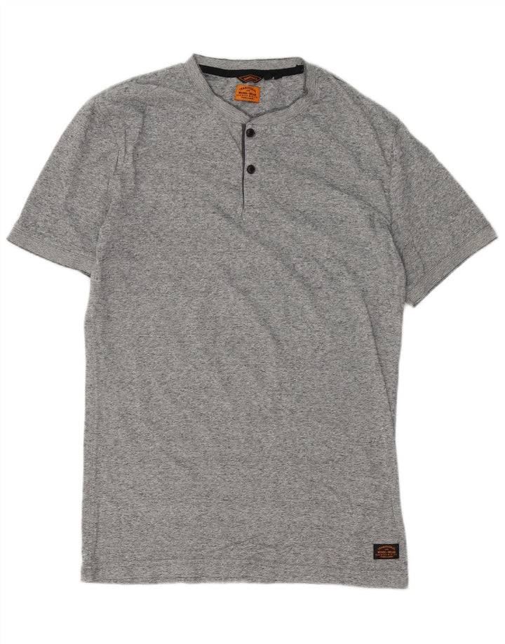 T-shirt da uomo SUPERDRY Top grande in cotone chiazzato grigio