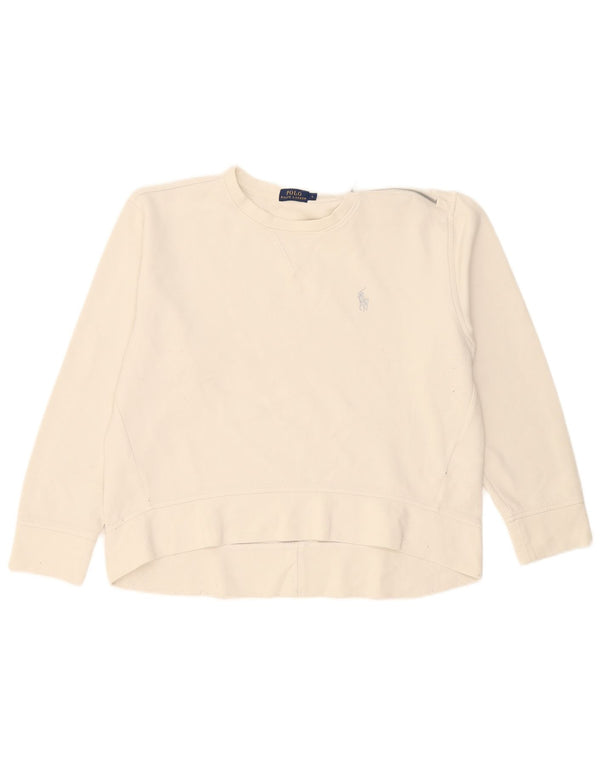 Polo Ralph Lauren Felpa da donna Maglione UK 16 Large Cotone bianco