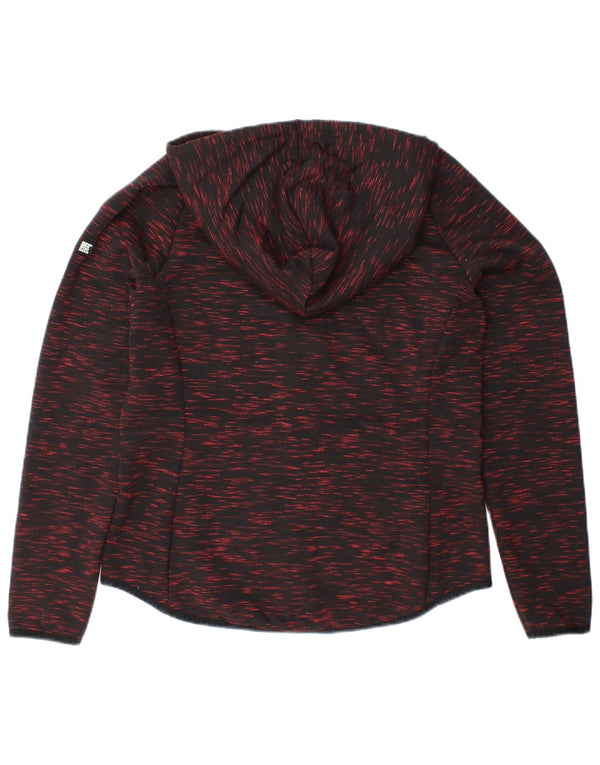 Felpa con cappuccio e zip da donna SUPERDRY UK 16 grande nera screziata