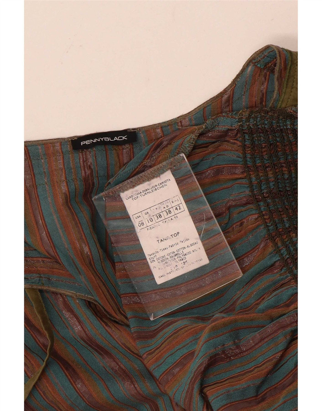 Penny Black Camicetta da donna Top UK 10 Piccolo cotone a righe multicolore