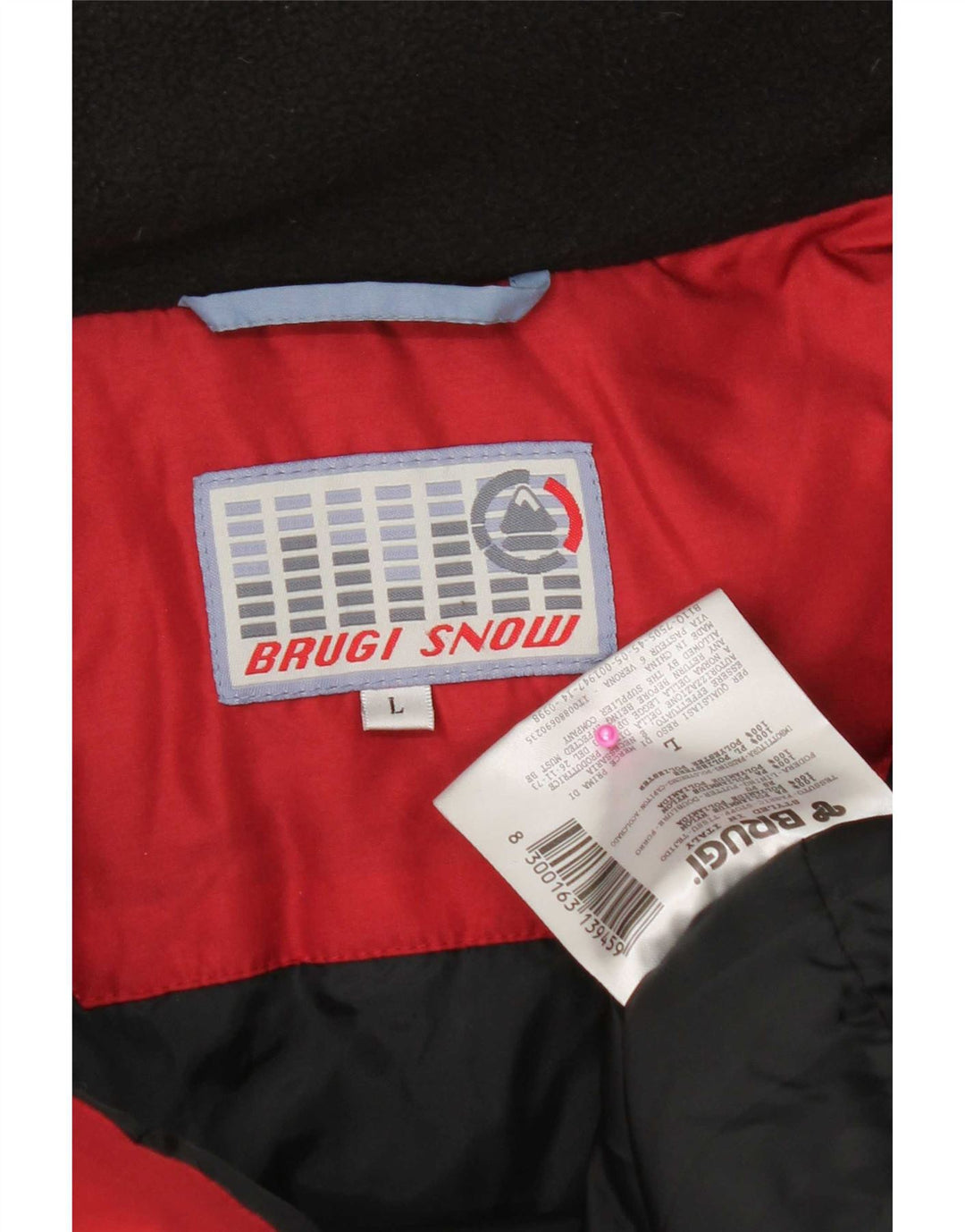 Giacca da sci con cappuccio da uomo Brugi UK 40 Large in nylon color block rosso
