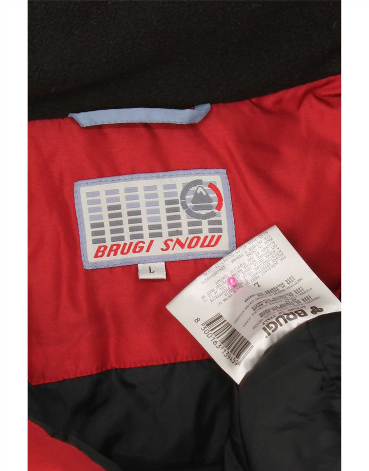 Giacca da sci con cappuccio da uomo Brugi UK 40 Large in nylon color block rosso