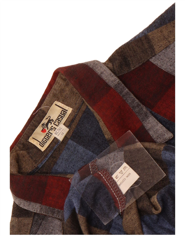 Camicia vintage da uomo in flanella taglia 38/39 cotone geometrico multicolore medio