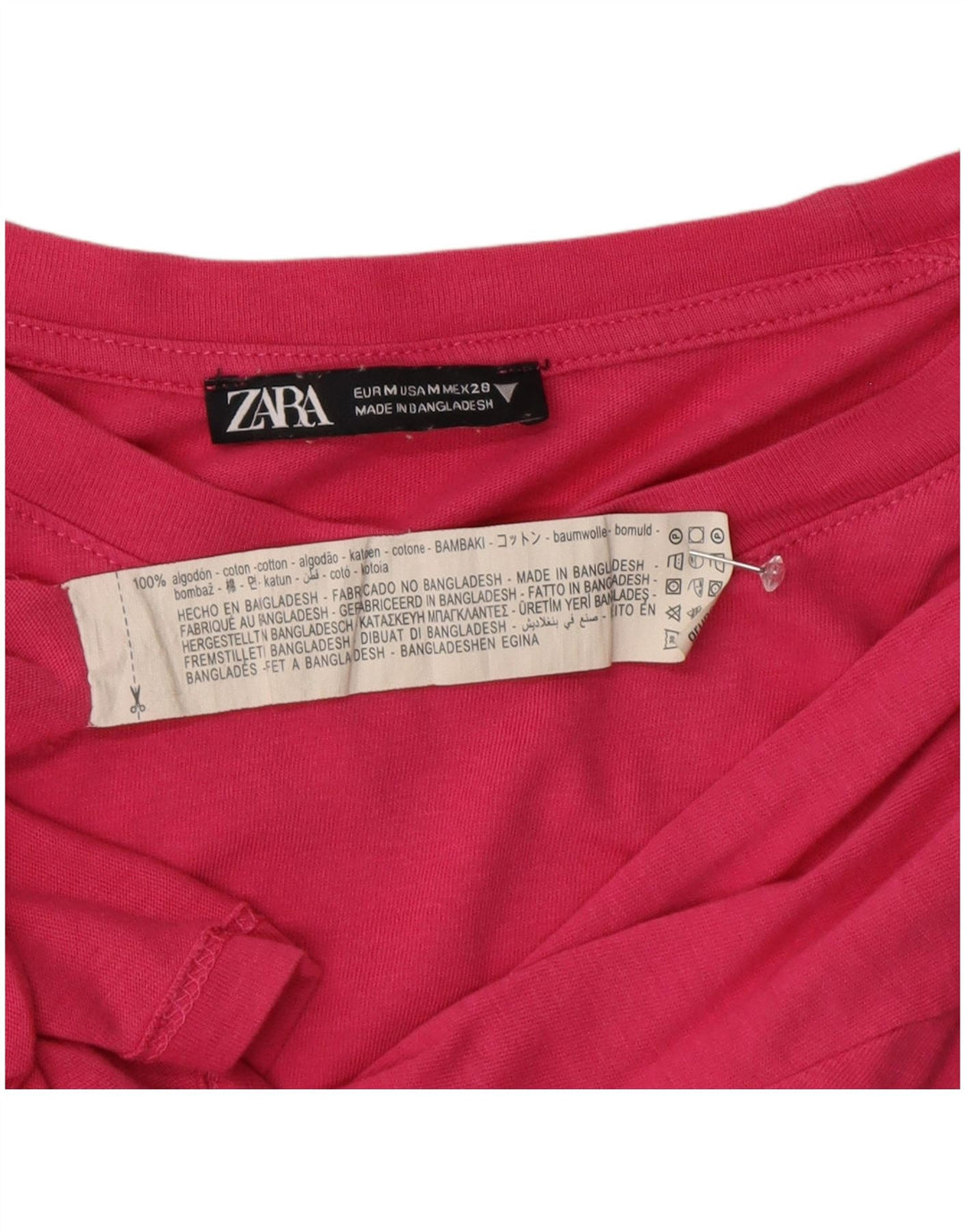 T-shirt Zara da donna Top UK 14 cotone rosa medio