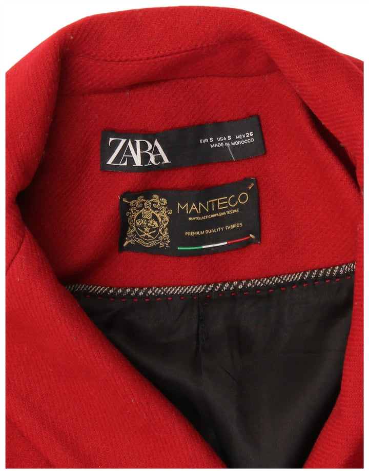 ZARA Womens Manteco Double Breasted Coat UK 10 Small  Red