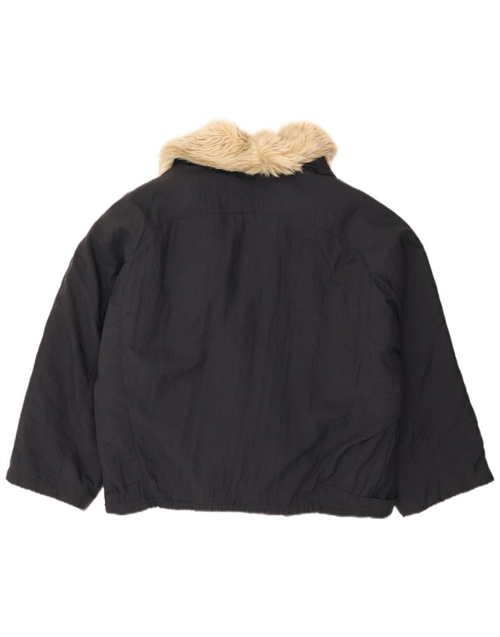 Giubbotto bomber vintage da uomo doppio petto vestibilità ampia UK 38 medio blu navy