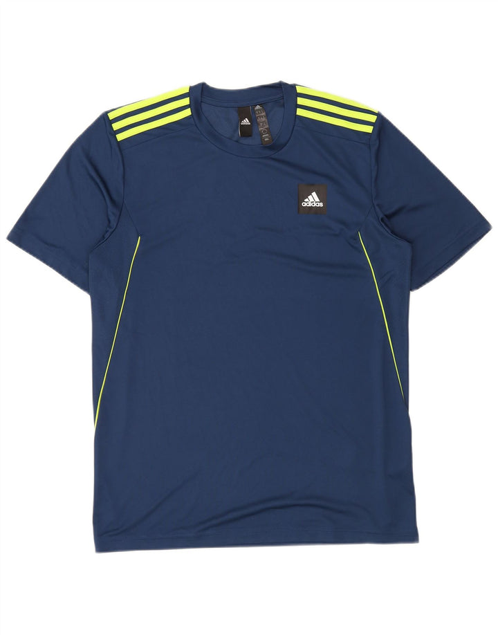 Maglietta Adidas Aeroready da uomo, piccola, in poliestere blu navy