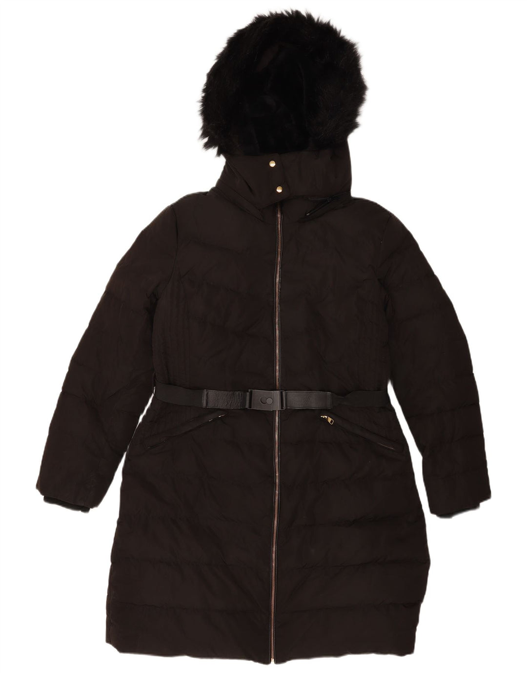 Cappotto imbottito con cappuccio da donna Zara UK 20 2XL poliestere nero